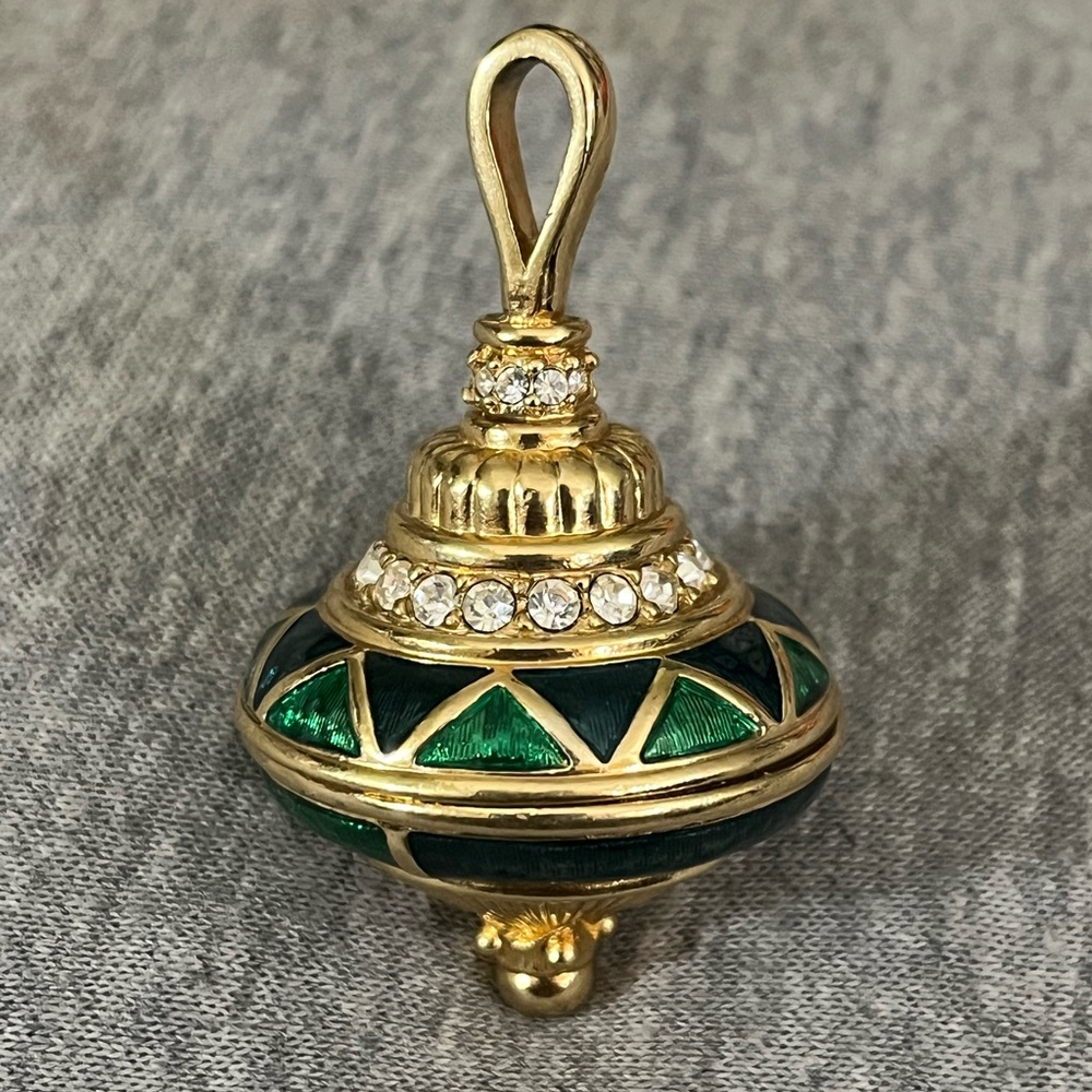 Genuine Swarovski Signed Rare Enamel Pendant – Green & Blue with Crystals